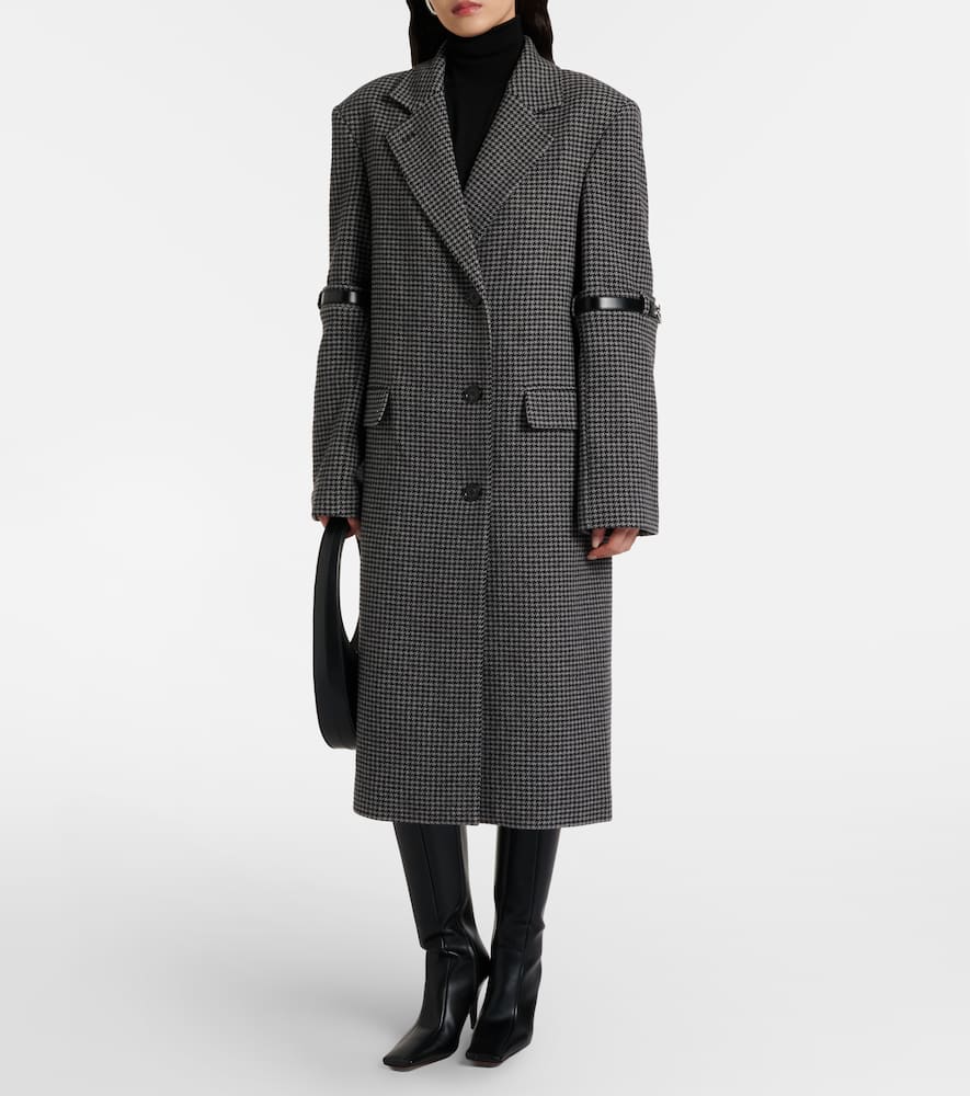 Coperni Houndstooth Wool And Cashmere Coat In Gray