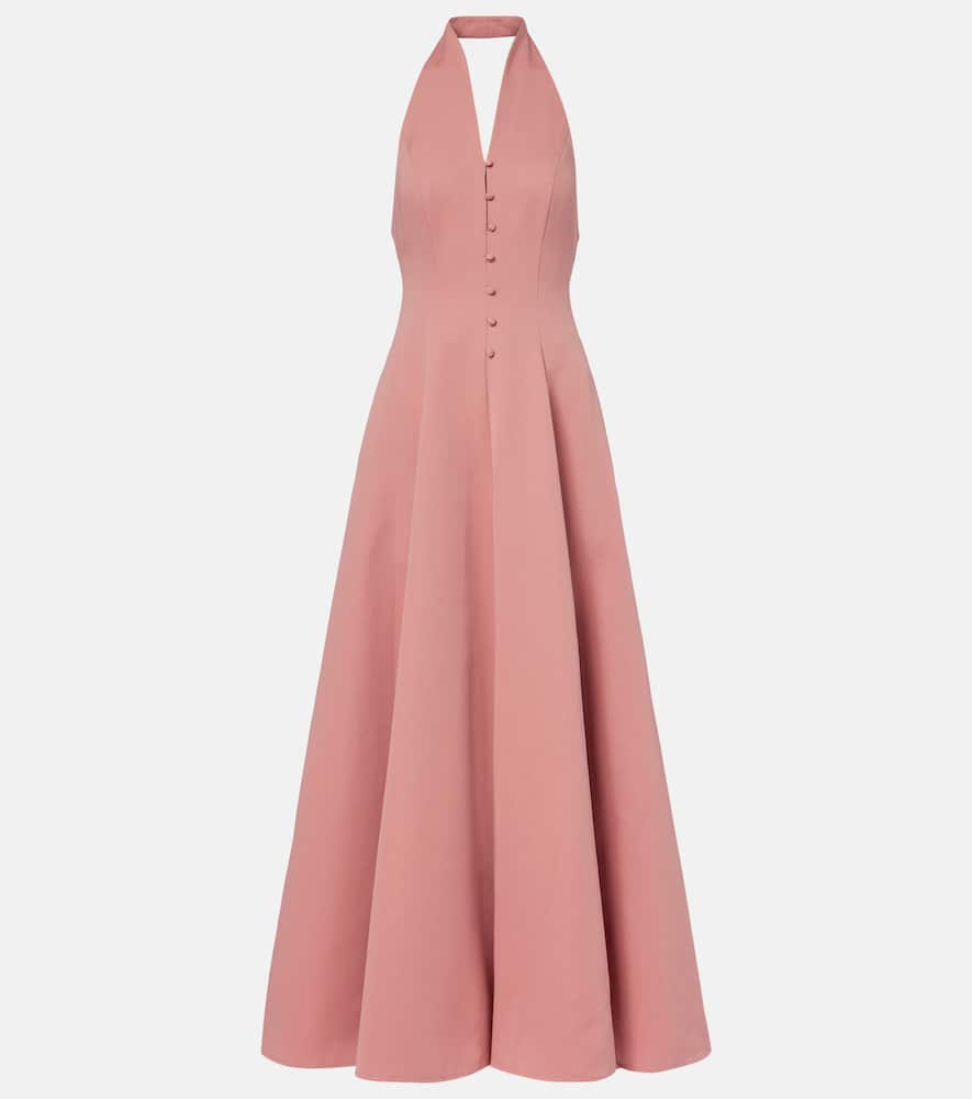 Staud Stella Halterneck Cotton-blend Gown In Pink