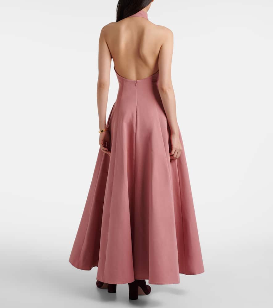 Staud Stella Halterneck Cotton-blend Gown In Pink