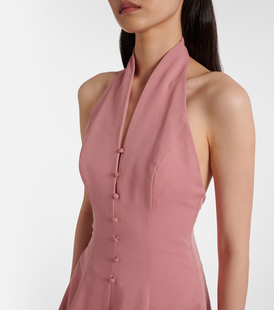Staud Stella Halterneck Cotton-blend Gown In Pink