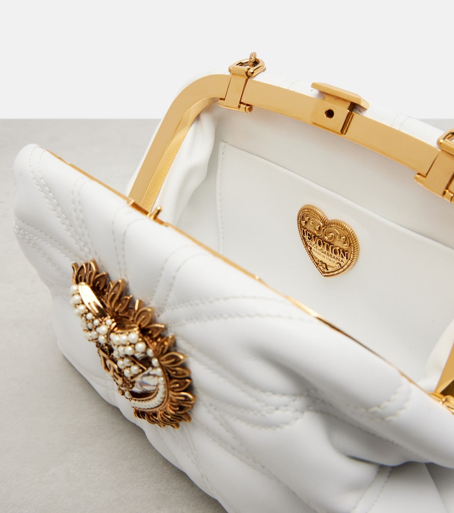 Dolce & Gabbana Devotion Small Leather Shoulder Bag In White