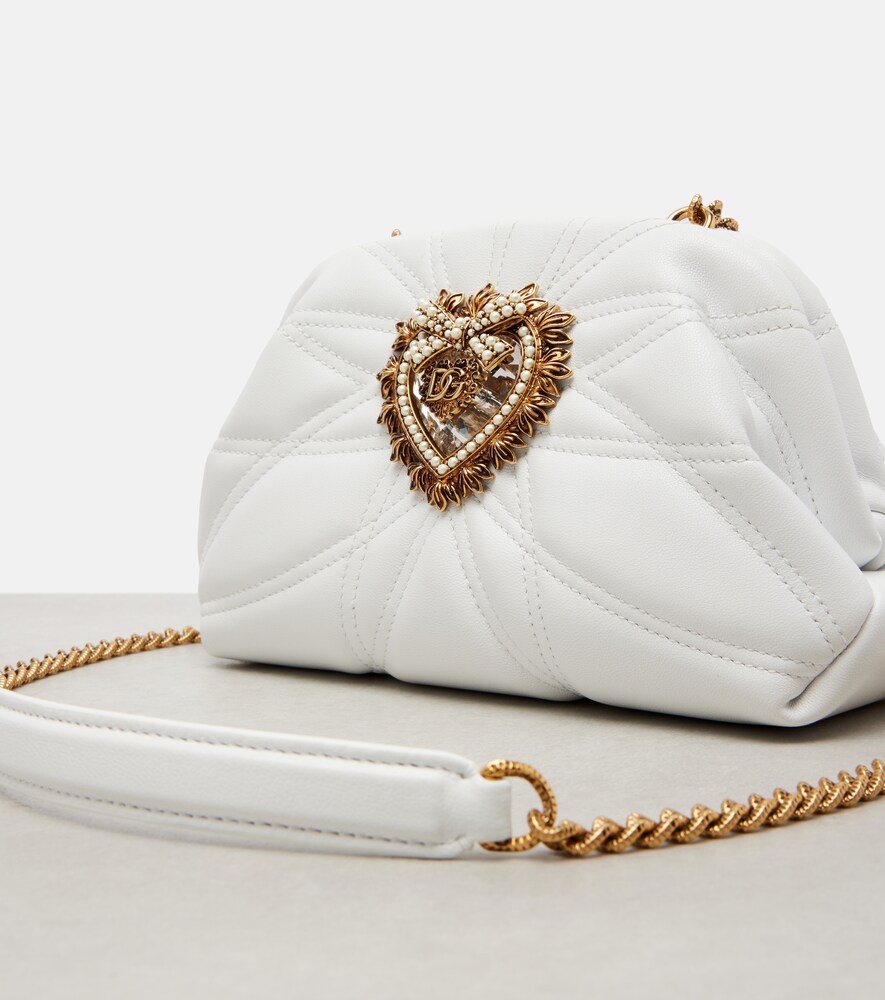Dolce & Gabbana Devotion Small Leather Shoulder Bag In White