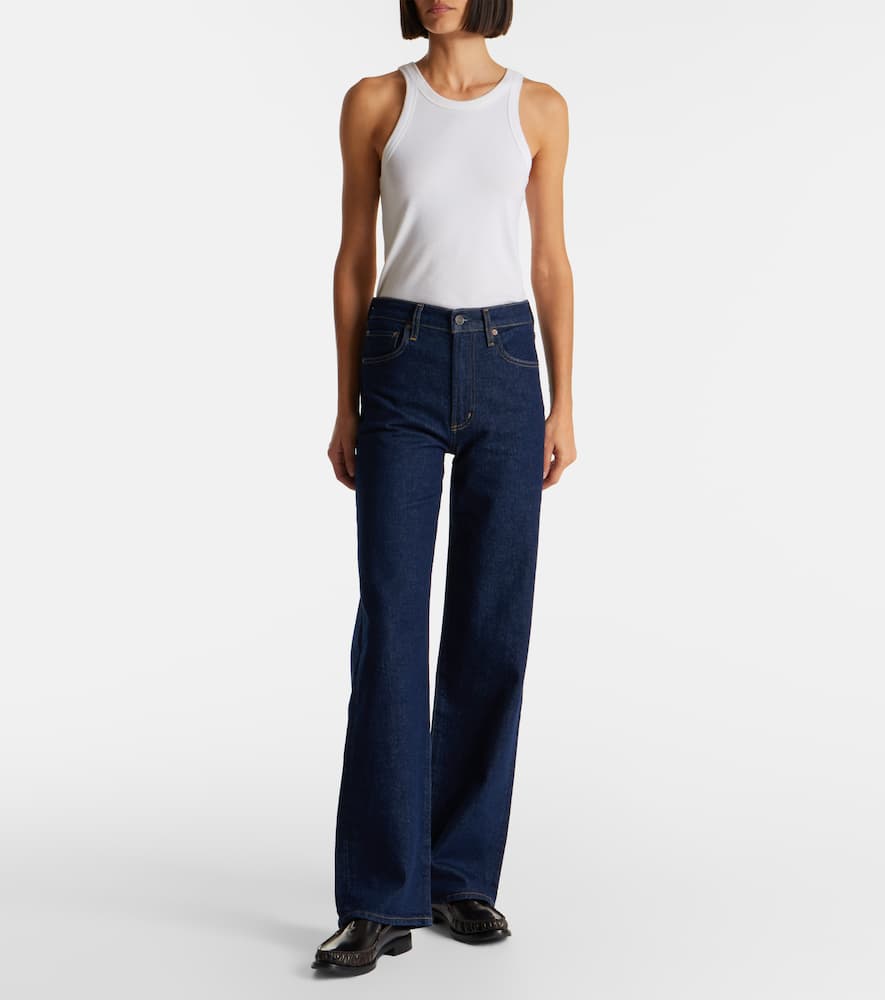 Agolde Harper Mid-rise Straight Jeans In Blue