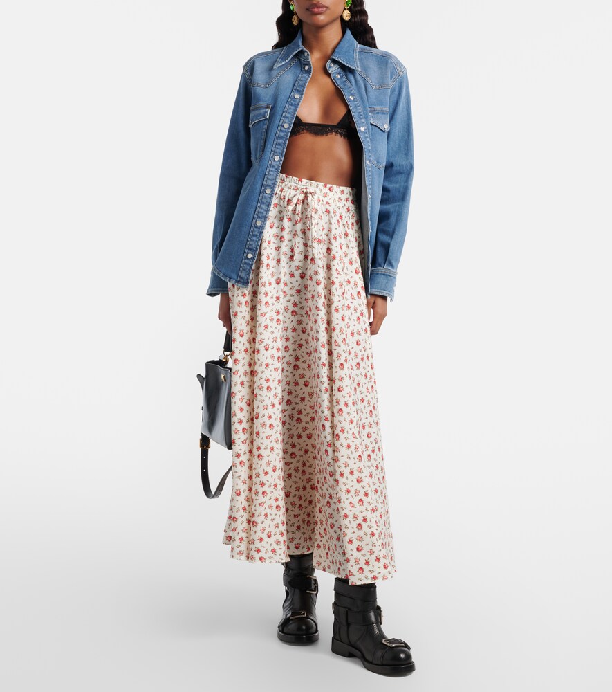 Dolce & Gabbana Floral silk-blend midi skirt