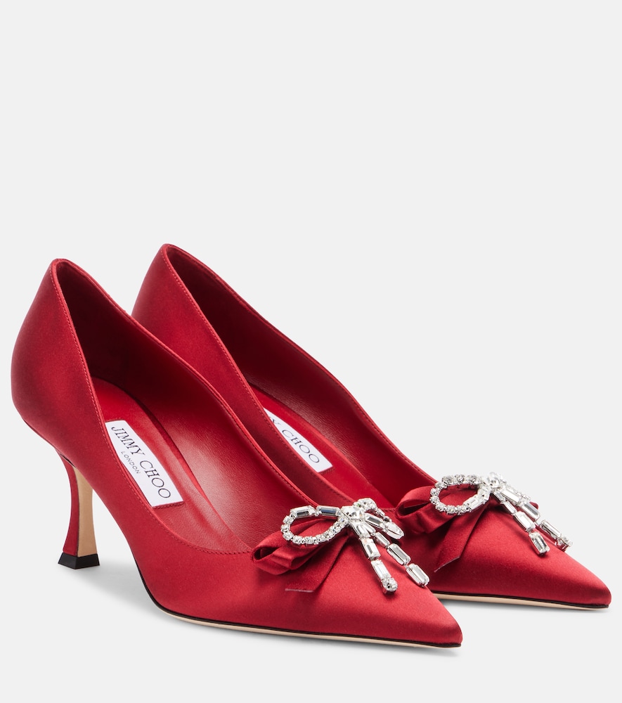 Jimmy Choo Auria 70 embellished satin pumps