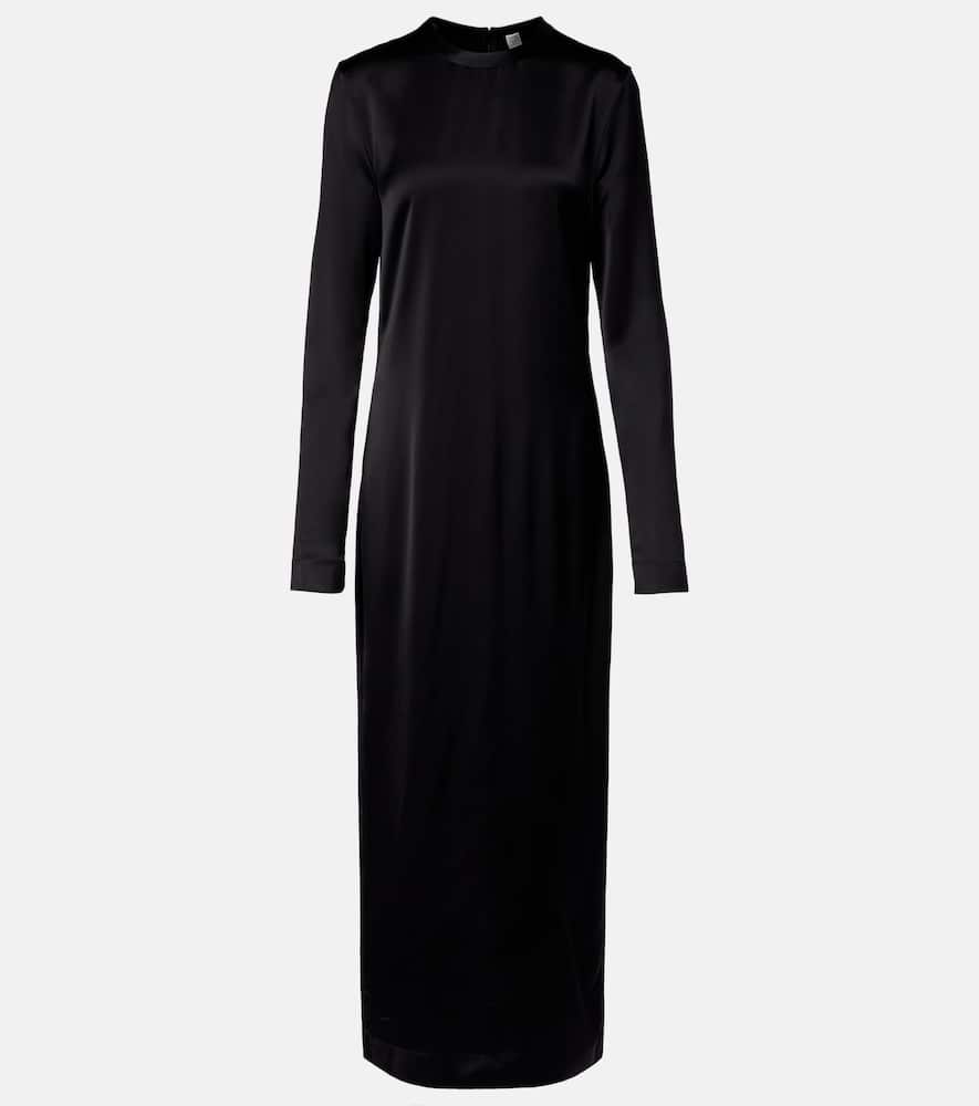 Totême Satin Maxi Dress In Black