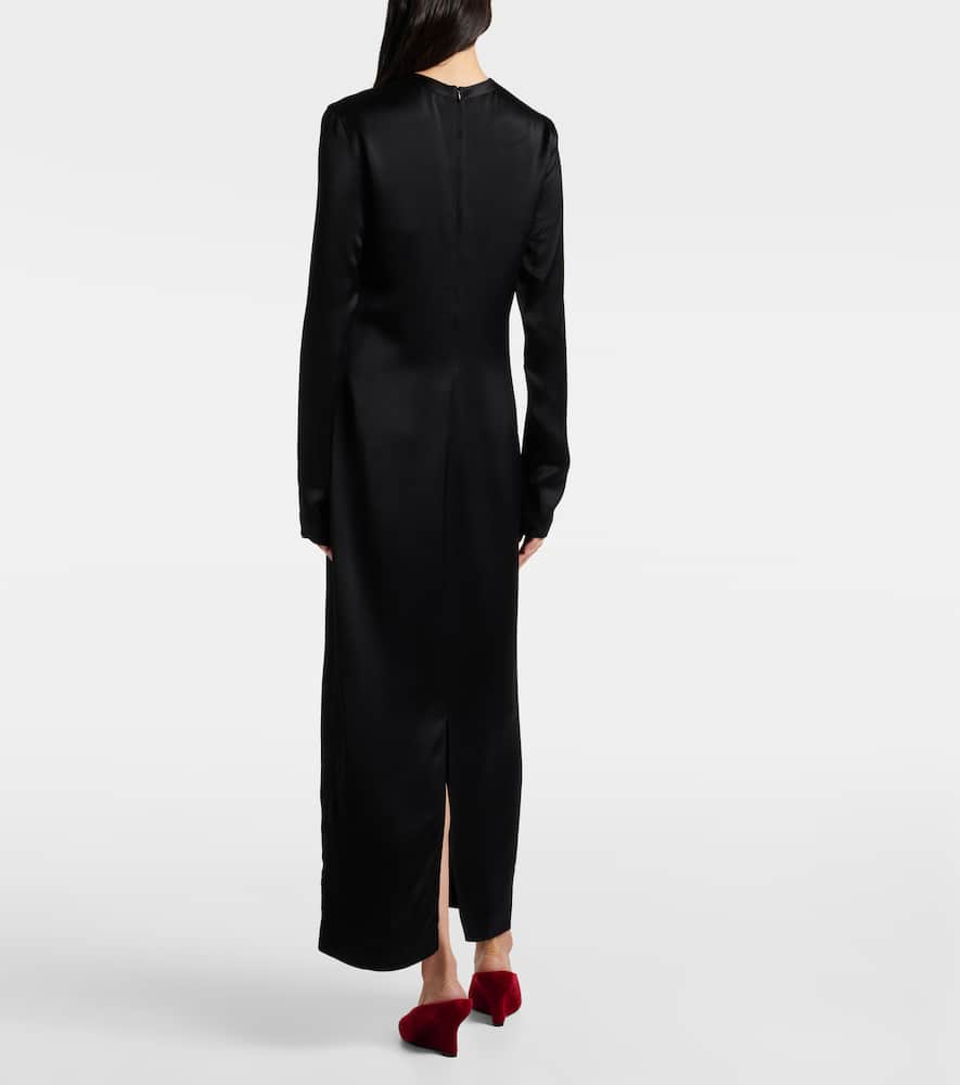 Totême Satin Maxi Dress In Black