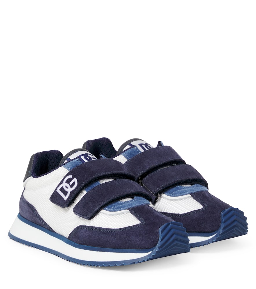 Dolce & Gabbana Kids' Dg Suede-trimmed Sneakers In White