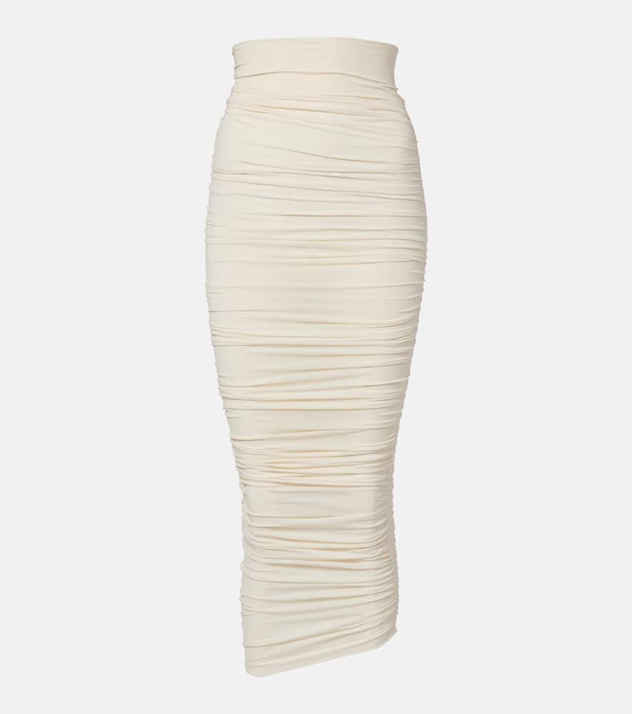 Wolford Draped Sheer High-rise Midi Skirt In White