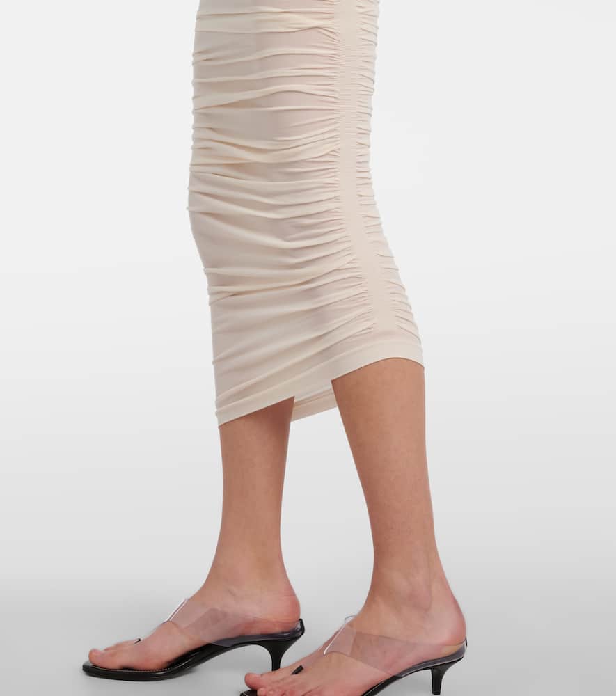 Wolford Draped Sheer High-rise Midi Skirt In White