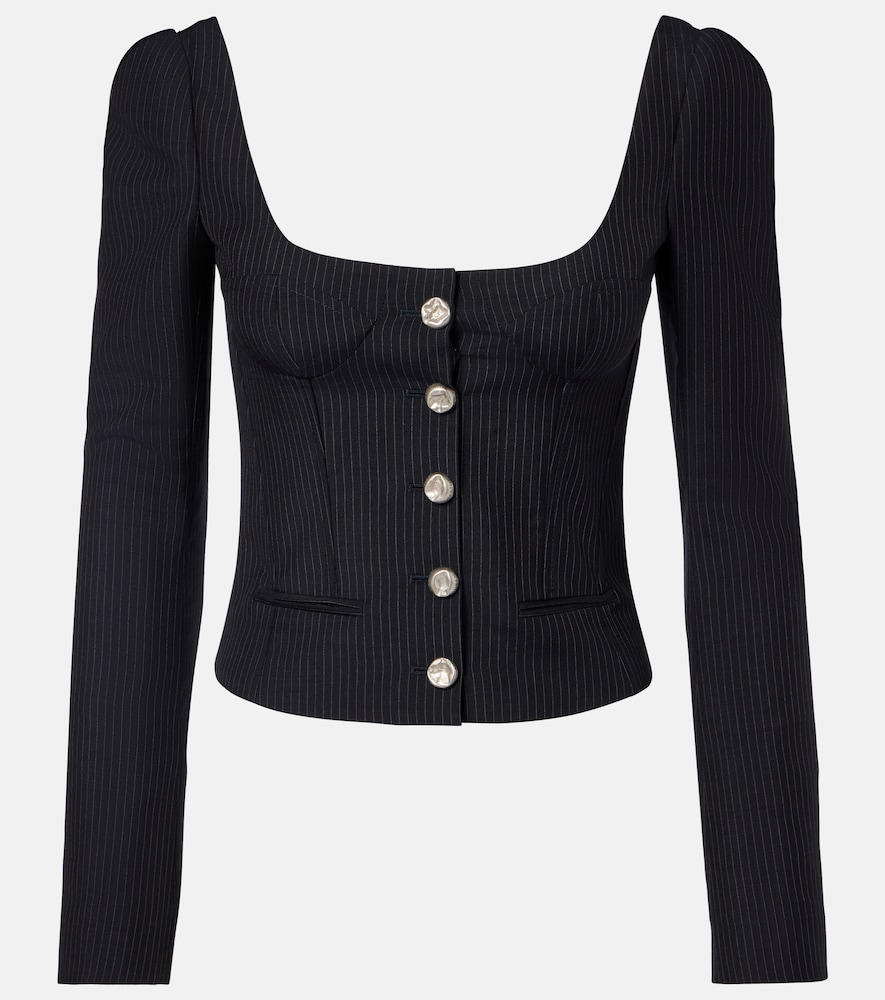 McQueen Chalk stripe wool and mohair bustier top