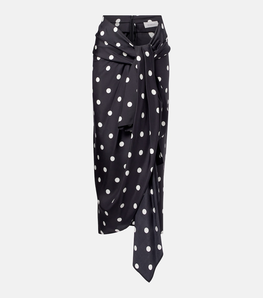 Sportmax Polka Dot Silk Satin Wrap Skirt