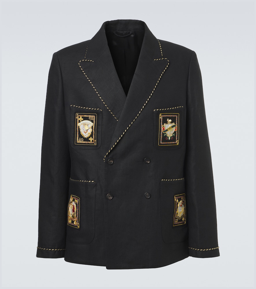 Bode Bullion Card linen suit jacket