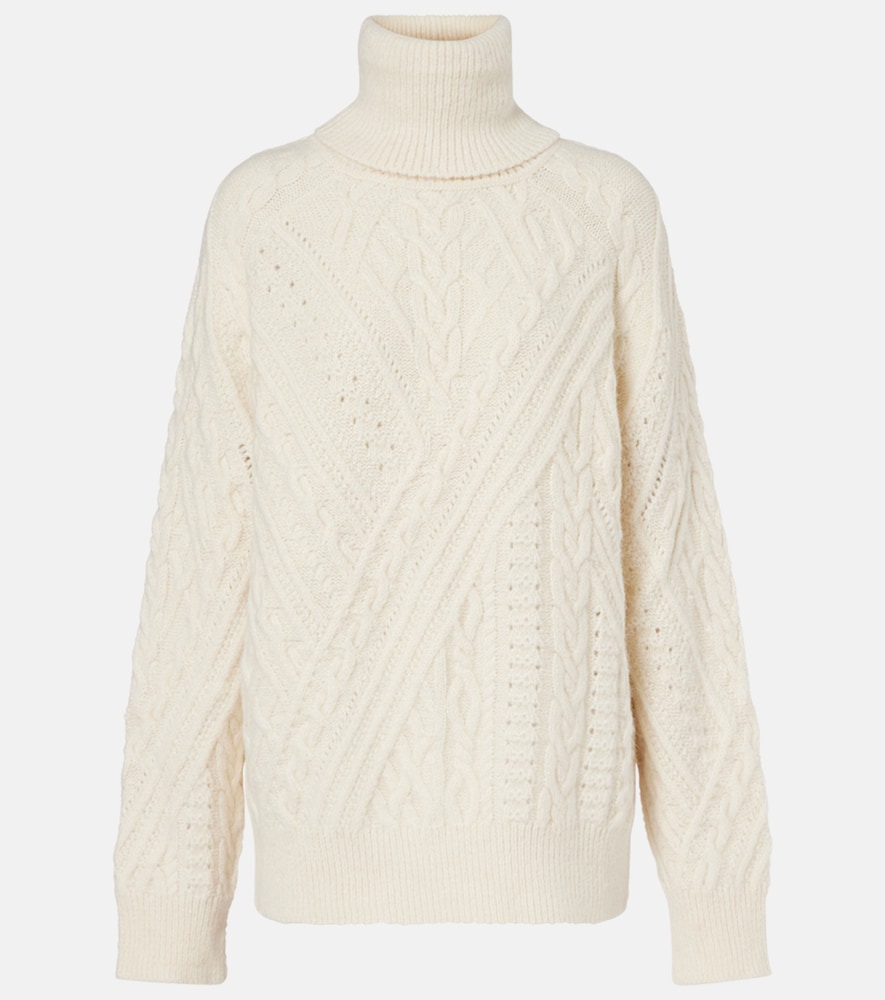 Saint Laurent Cable-knit alpaca-blend turtleneck sweater