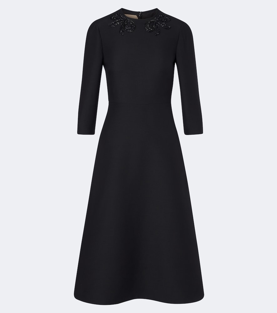 Valentino Women's Black Crepe Couture Embellished Midi Dress UK Size 18 - Mytheresa