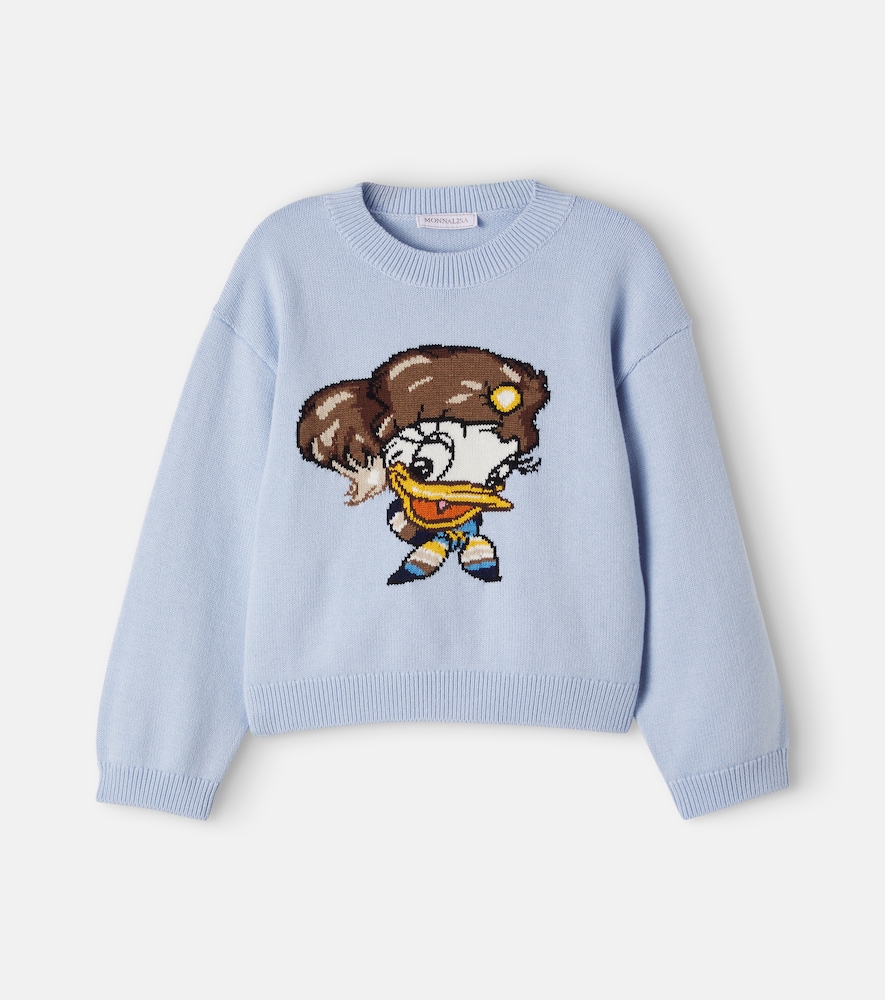 Pullover in cotone e lana a intarsio