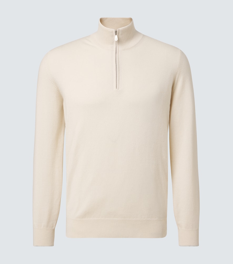 Brunello Cucinelli Men's Beige Cashmere Half-Zip Sweater UK Size 38 - Mytheresa