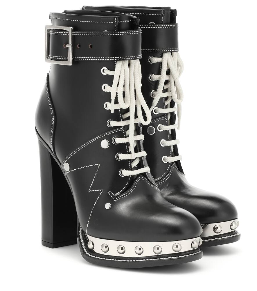 ALEXANDER MCQUEEN Leather ankle boots,P00410348