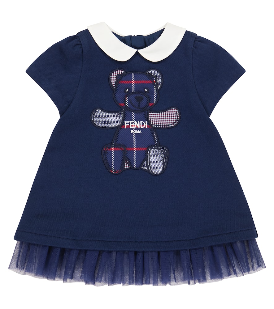 Fendi Baby Embroidered Cotton And Tulle Dress In Yale ModeSens