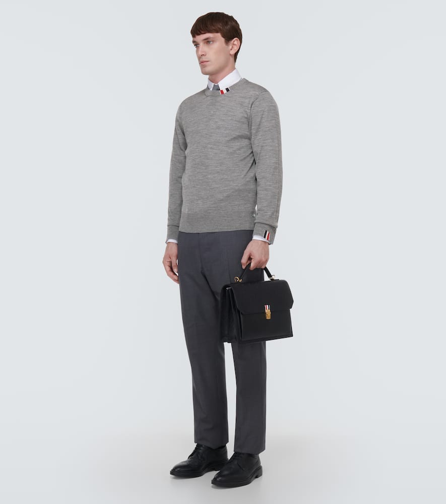 Shop Thom Browne Wool Jersey Sweater In Grey