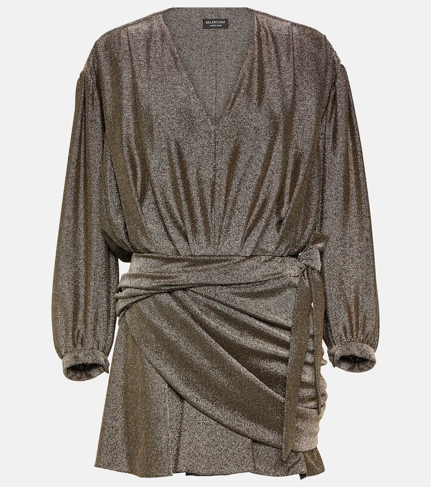 Gathered metallic minidress