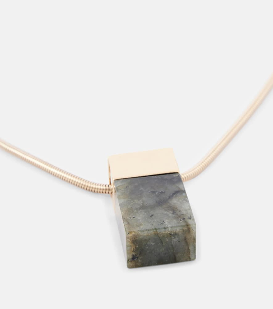 Isabel Marant Crystal-embellished Pendant Necklace In Khaki