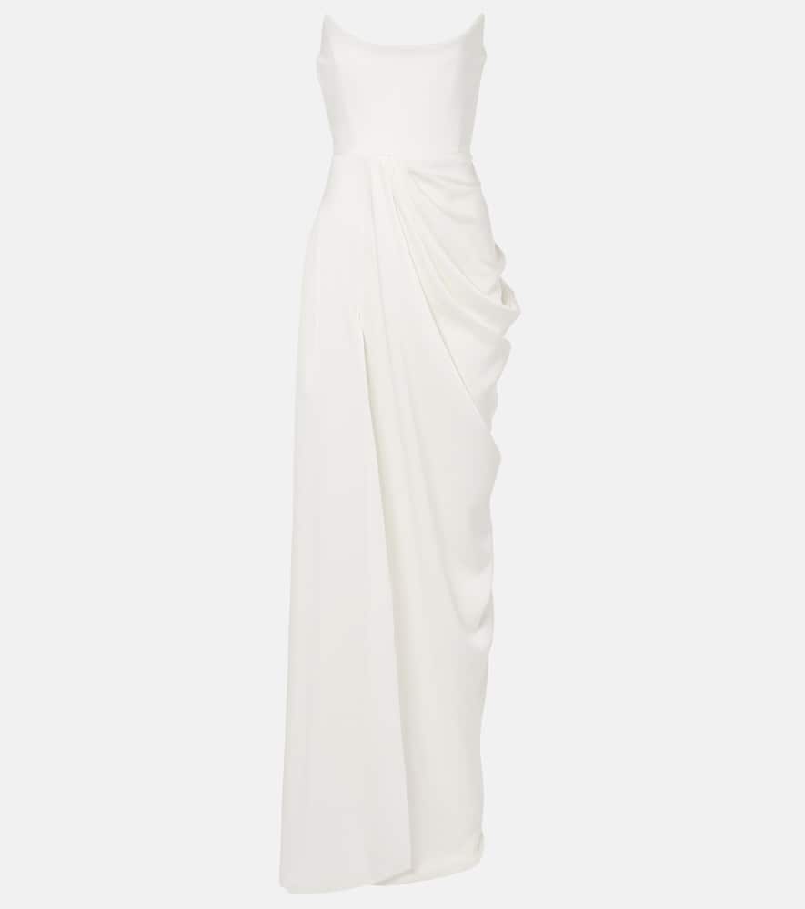 Bridal draped crêpe bustier gown