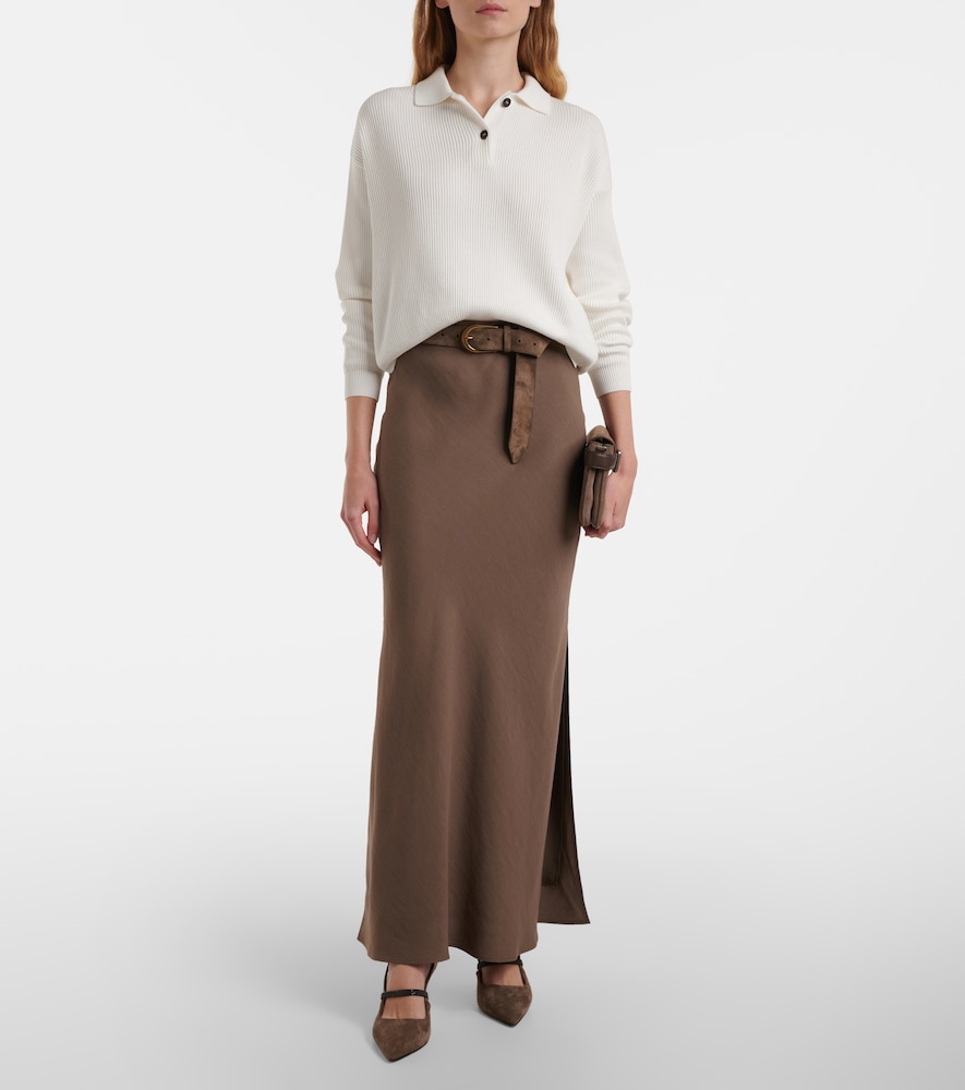  Brunello Cucinelli Brunello Cucinelli Ribbed-knit Cotton Polo Sweater 