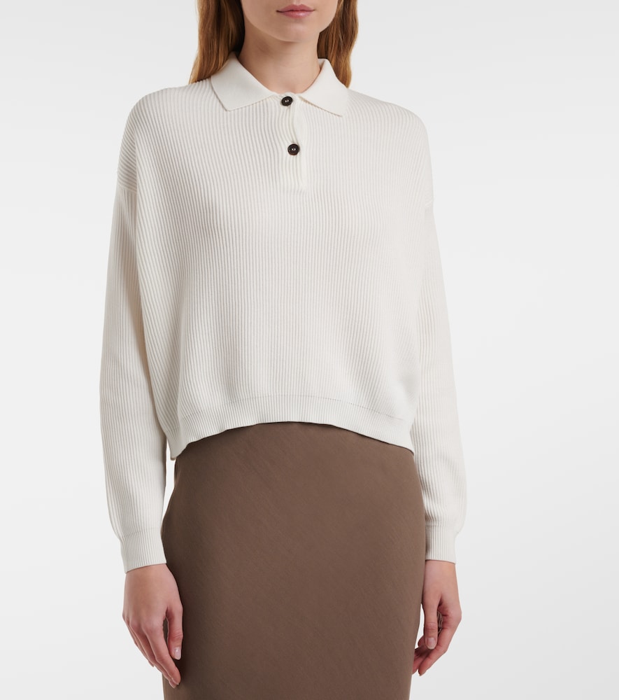  Brunello Cucinelli Brunello Cucinelli Ribbed-knit Cotton Polo Sweater 