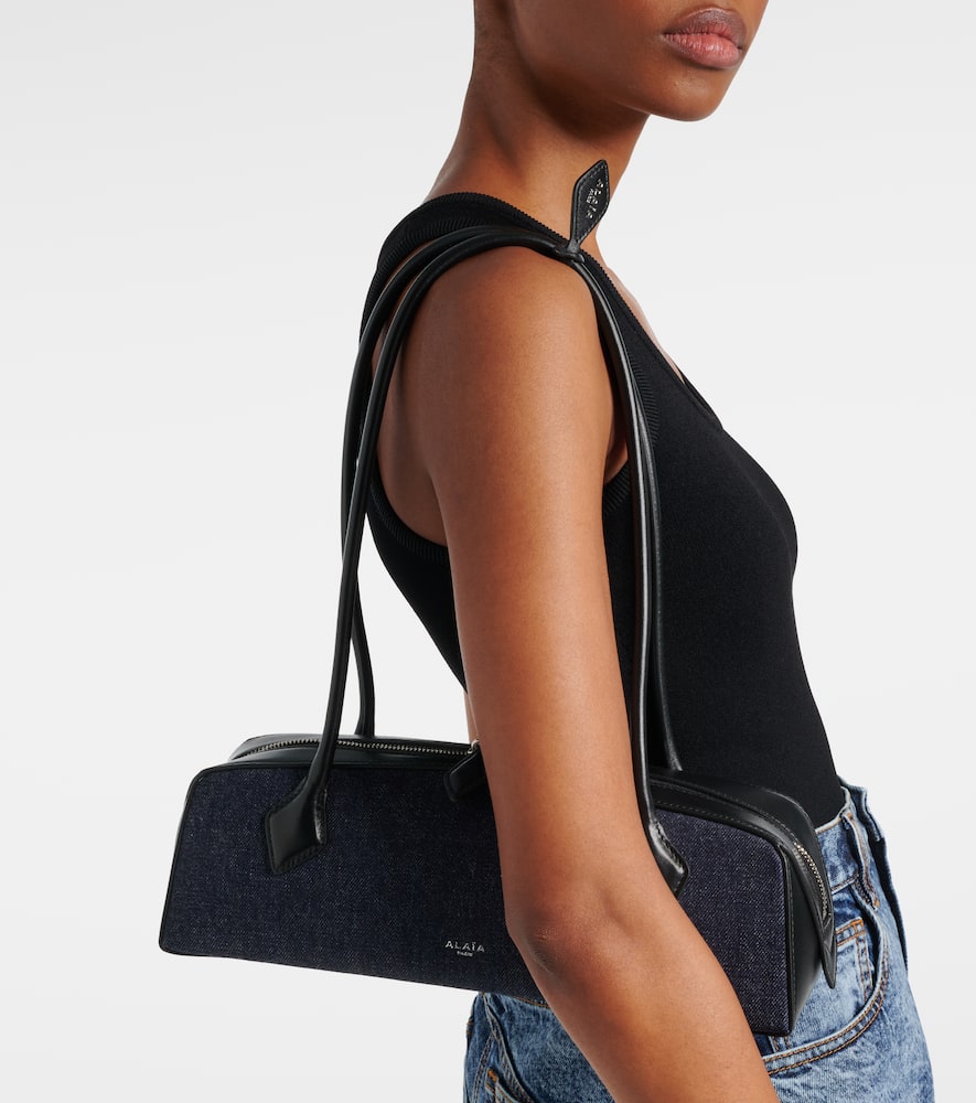 Alaïa Le Teckel Medium Bag In Denim And Leather In Blue