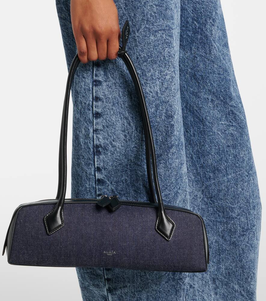 Alaïa Le Teckel Medium Bag In Denim And Leather In Blue