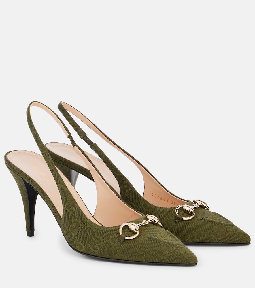 85 GG canvas slingback pumps