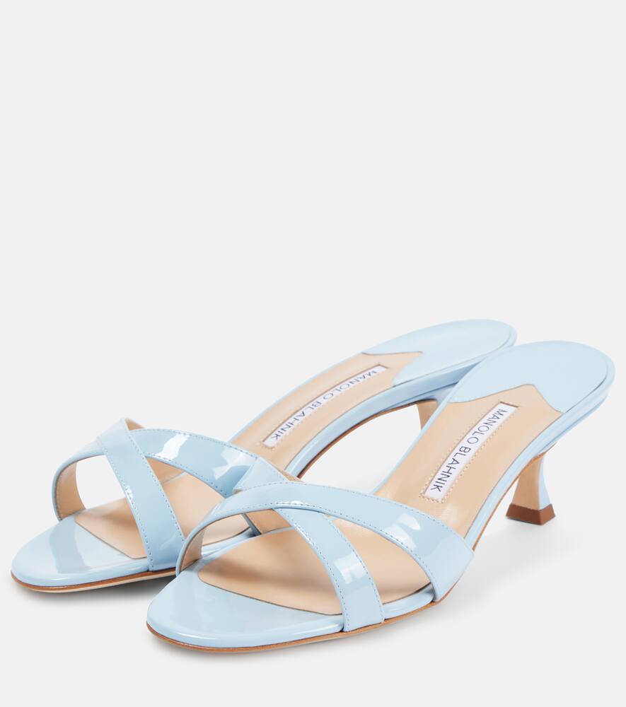 MANOLO BLAHNIK CALLAMU 50 PATENT LEATHER SANDALS