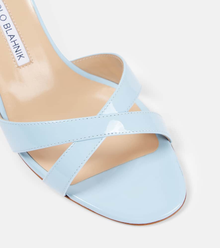 MANOLO BLAHNIK CALLAMU 50 PATENT LEATHER SANDALS
