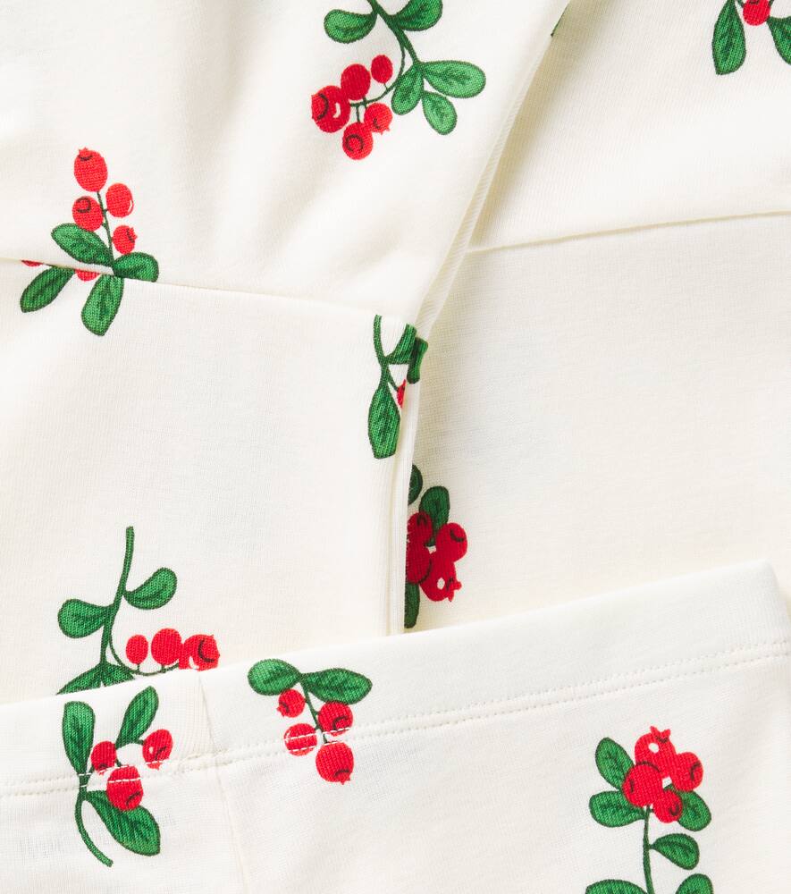 Mini Rodini Lingonberries Cotton Jersey Flared Pants In Offwhite