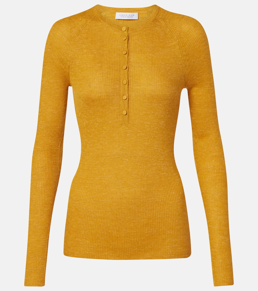Anges cashmere, silk, and hemp Henley shirt