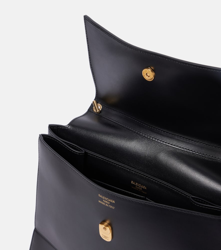 Balenciaga Medium Nano Leather Shoulder Bag In Black