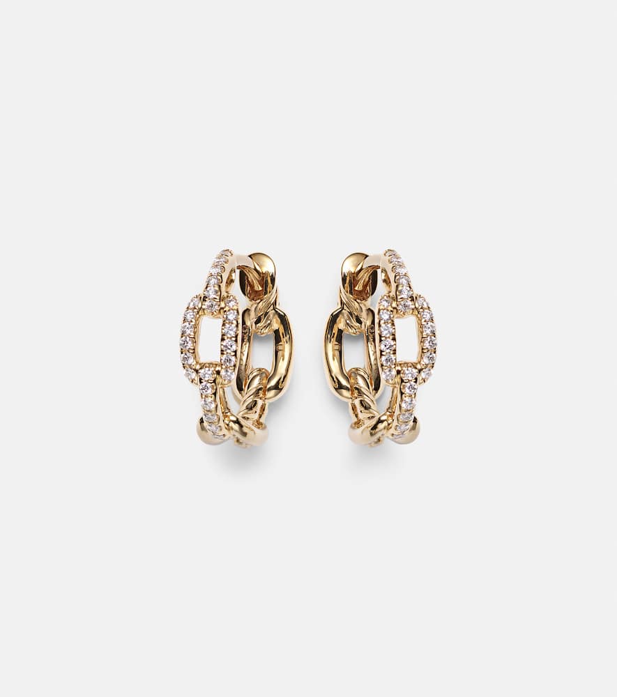 David Yurman Stax Chain Link 18kt gold hoop earrings with diamonds