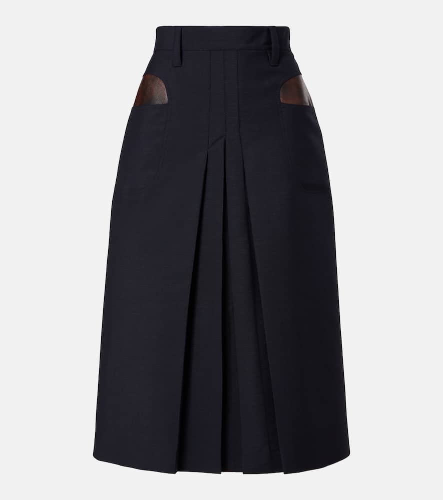 Pleated mohair and wool midi skirt