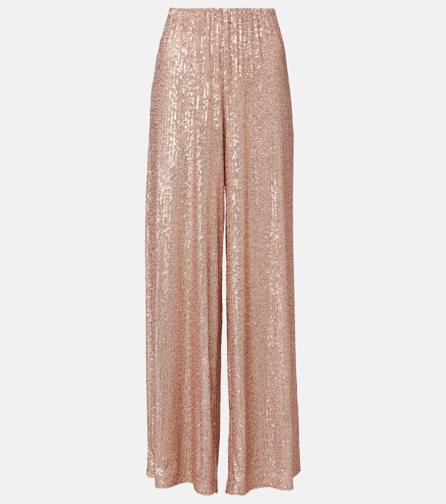 Sequined high-rise wide-leg pants
