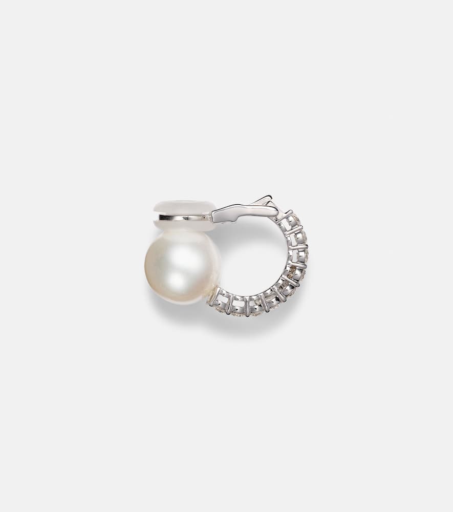 Yeprem 18kt White Gold Single Earring With Diamonds And Freshwater Pearl