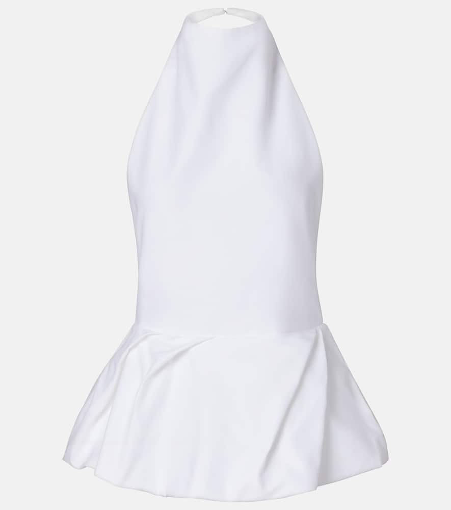 Halterneck cotton poplin top