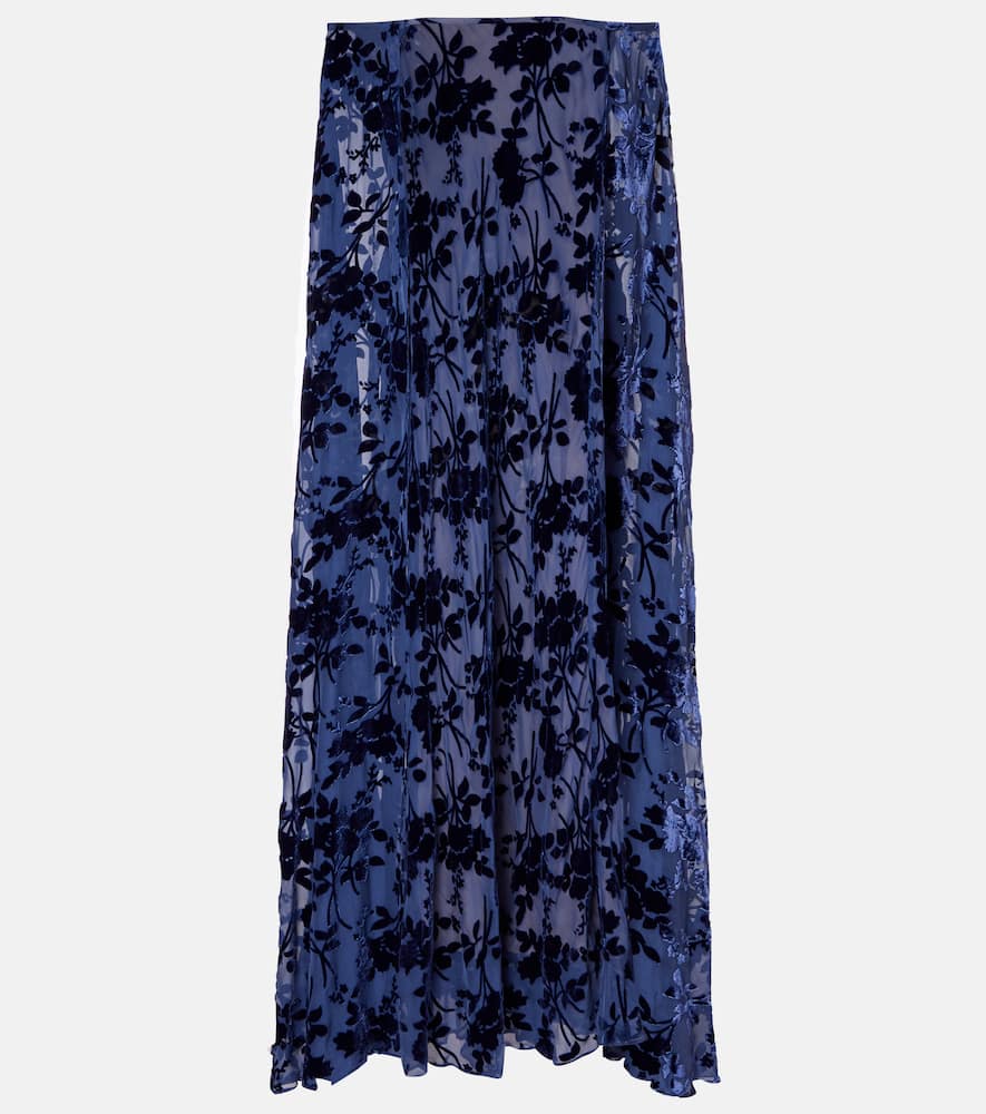 Rodarte Caped Off-shoulder Jacquard Maxi Dress In Blue