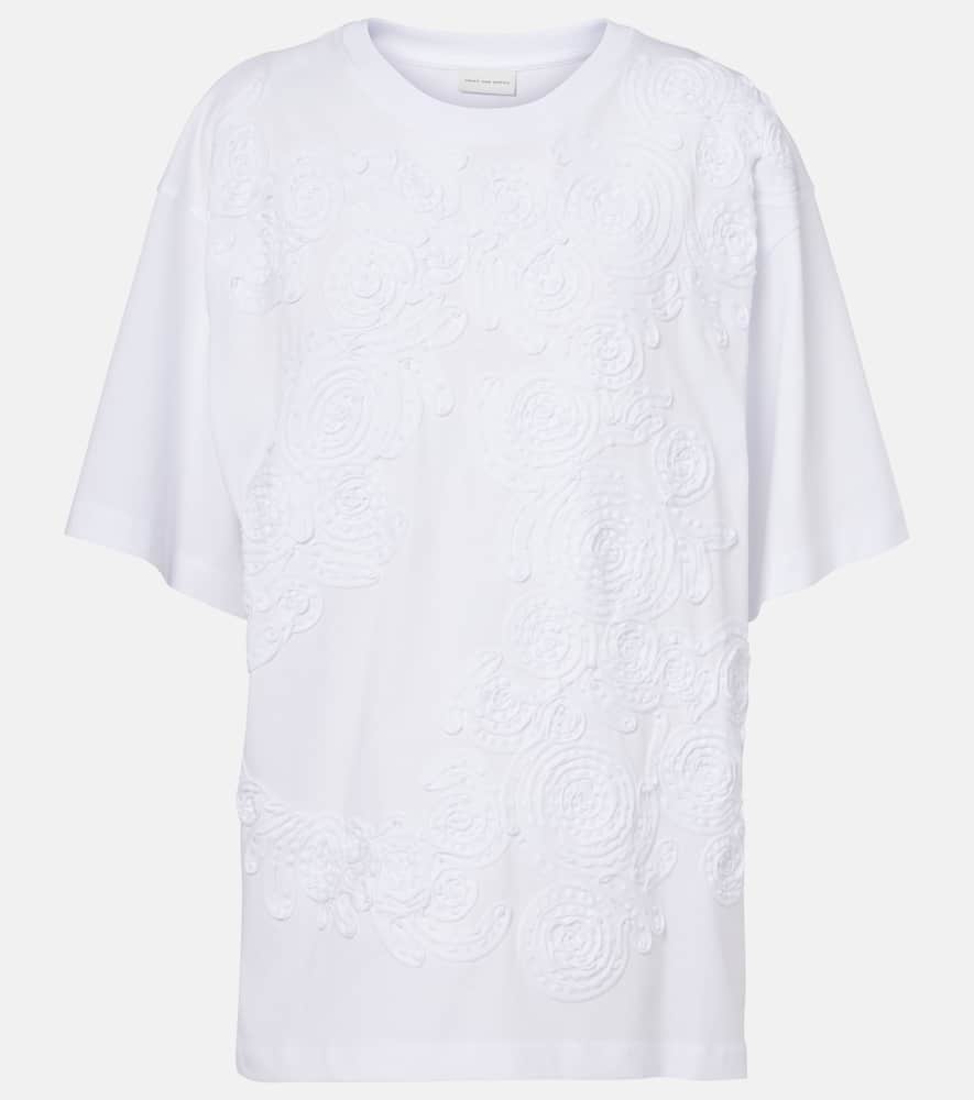 Dries Van Noten Embroidered Oversized Cotton T-shirt In White