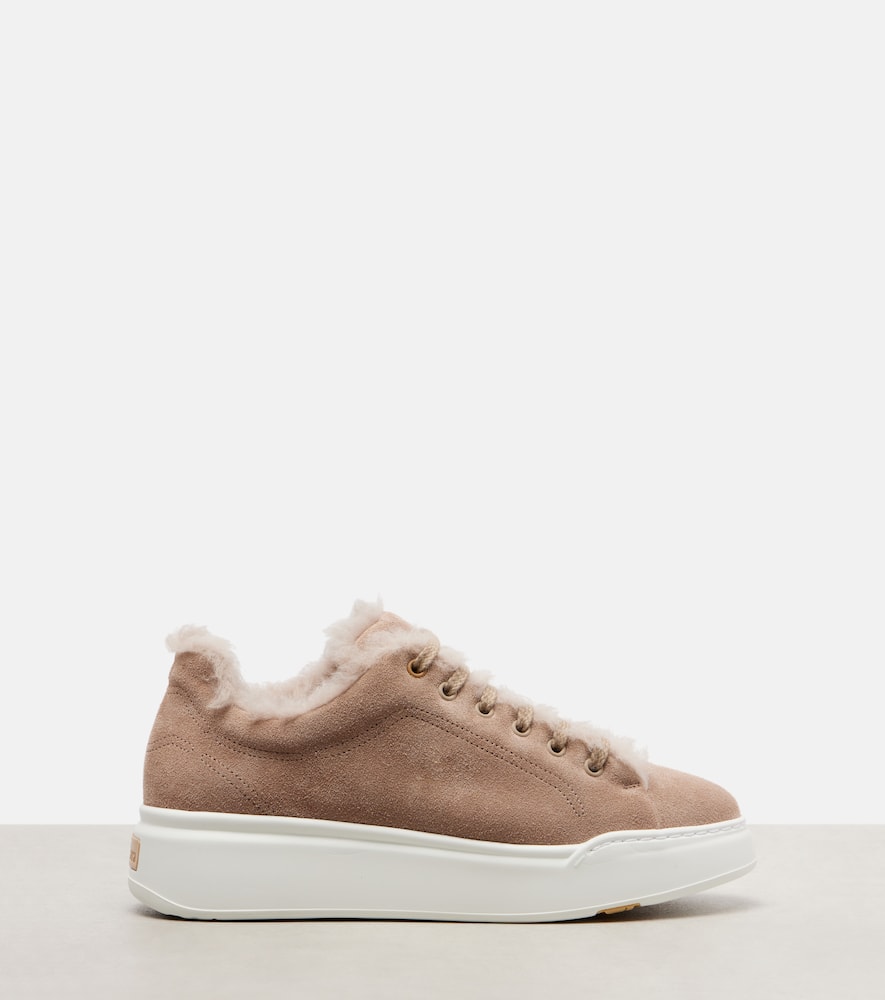 Max Mara Tmaxi Suede Platform Sneakers In Multi