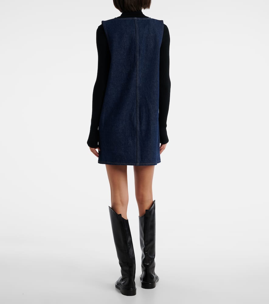 Frame The Pinafore Paneled Denim Mini Dress In Blue