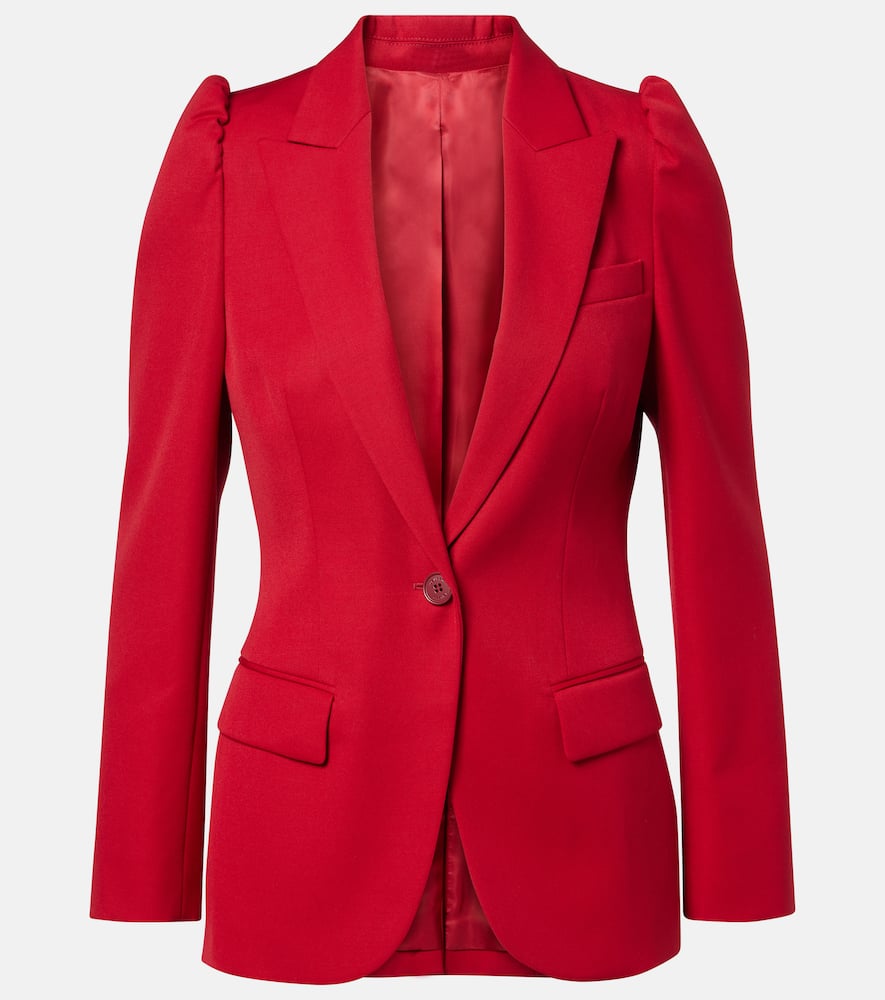 Alexander Mcqueen Single-breasted Wool Blazer In Red