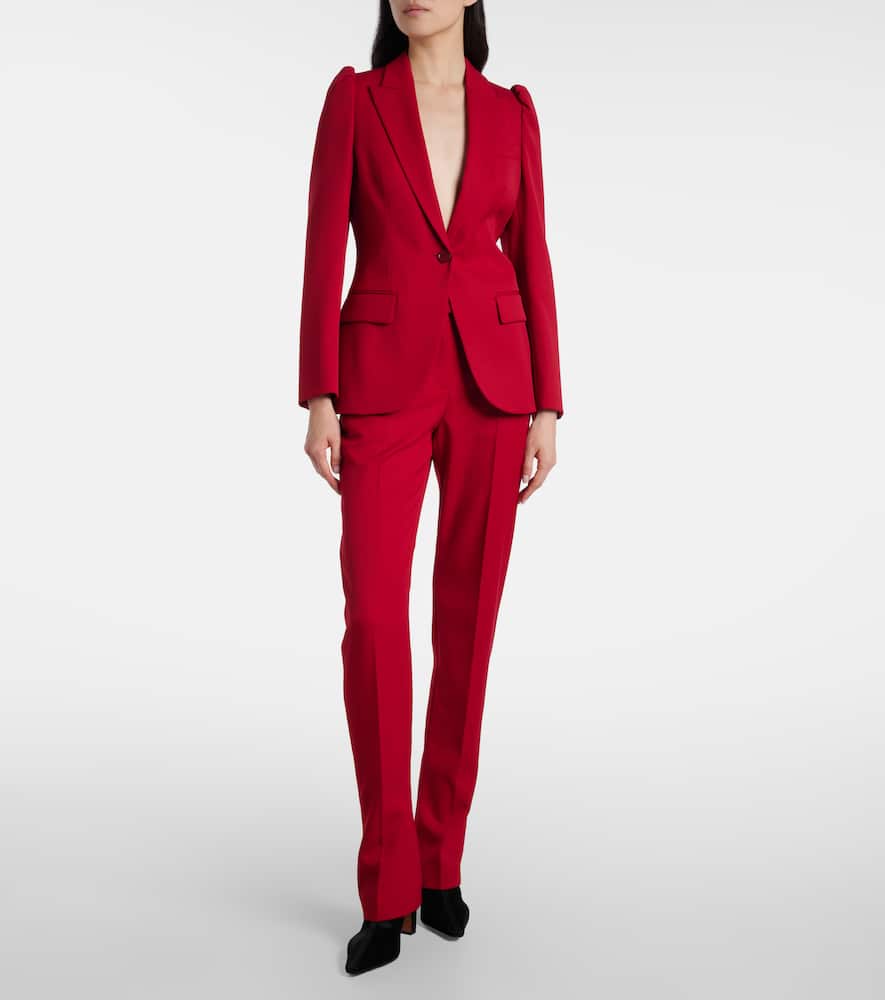 Alexander Mcqueen Single-breasted Wool Blazer In Red