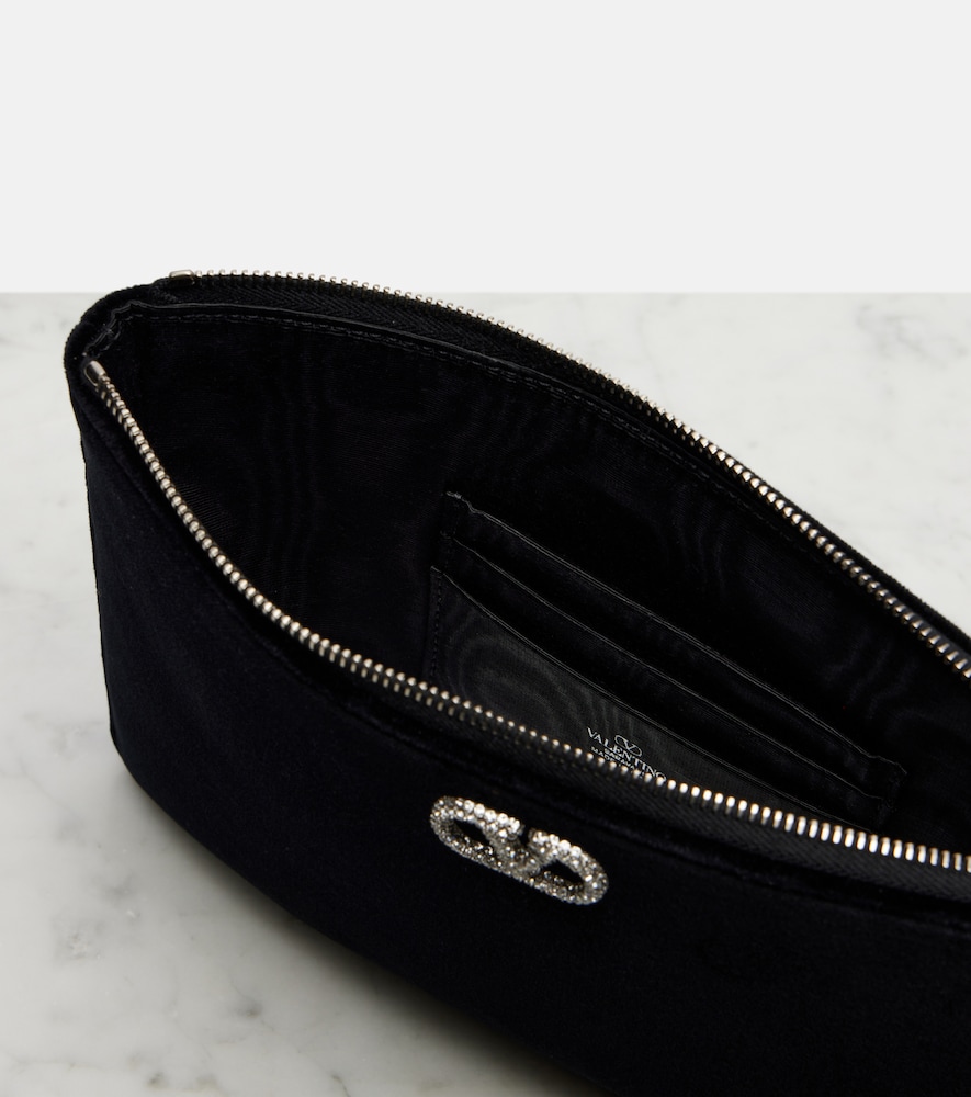  Valentino Garavani Valentino Garavani Clutch Vlogo Aus Samt Mit Kristallen 