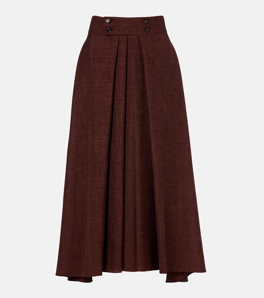 Loro Piana Loro Piana Petra pleated wool, silk, and linen midi skirt　ロロ ピアーナ ペトラ プリーツ ウール、シルク、リネン ミディスカート